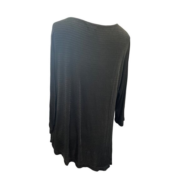 Chicos Travelers Black Draped 3/4 Sleeve Tunic Size 3 Wrinkle Free Easy Travel - Picture 2 of 4